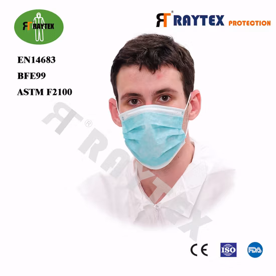 Raytex 11031 Tissu non tissé Masque facial à 3 plis Type d'approvisionnement d'usine directement